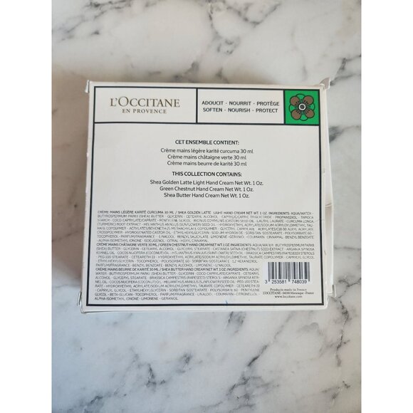 Limited Edition LOccitane Hand Cream Trio Shea Green Chestnut Golden Latte - Picture 2 of 6